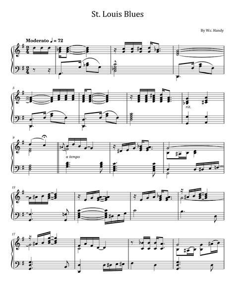 St Louis Blues Arr Poon By W C Handy Sheet Music For Piano Solo At