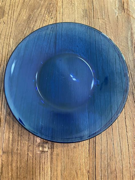 Cobalt Blue Glass Salad Plates Etsy