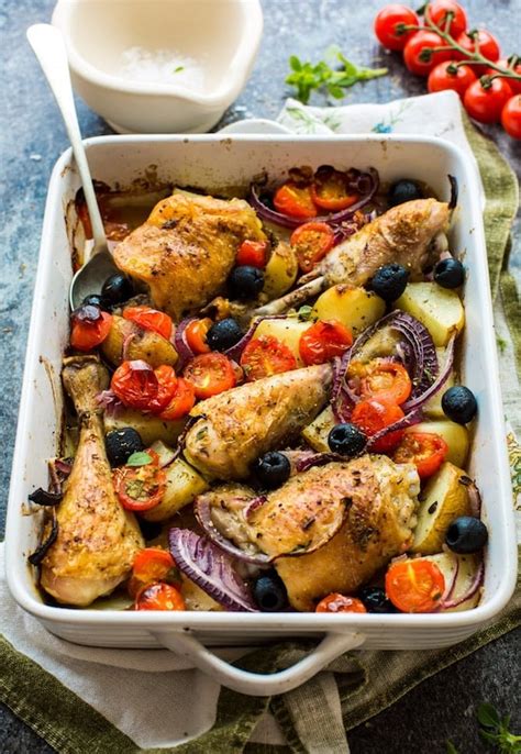 One Pan Greek Chicken Roasted Veggies A Saucy Kitchen