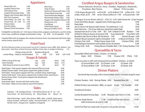 Frenchtown Bar Menu In Monroe Michigan Usa