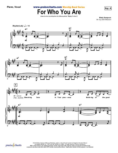 For Who You Are Sheet Music Pdf Hillsong Worship Praisecharts