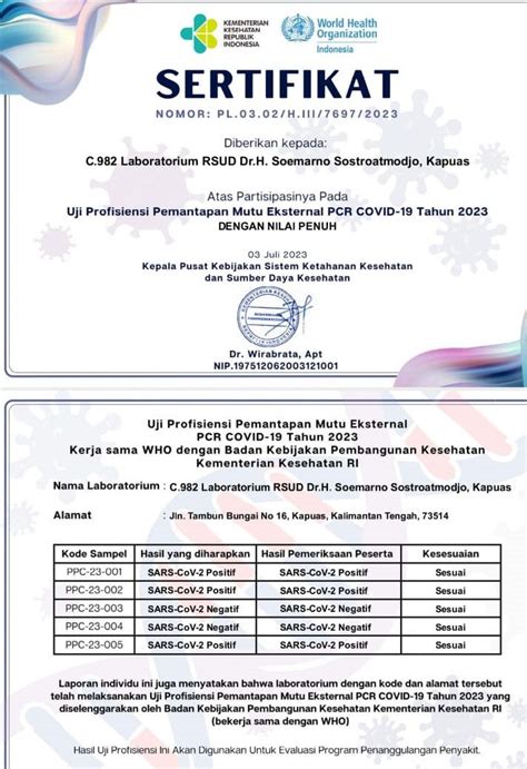 Laboratorium Klinik Rsud Kapuas Meraih Hasil Uji Profisiensi Pemantapan