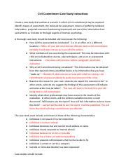 Civil Commitment Case Study Instructions Docx Civil Commitment Case