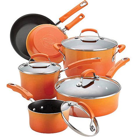 Rachael Ray 10-Piece Porcelain Enamel Non-Stick Cookware Set in ...