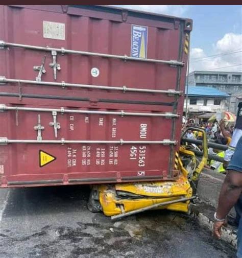 Bloody Sunday In Lagos As Fallen Container Crushes 8 Passengers Of