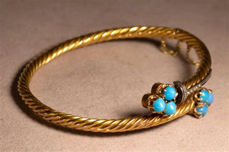 Bracelet Or Jaune Et Turquoises Xixe Si Cle Antikhor