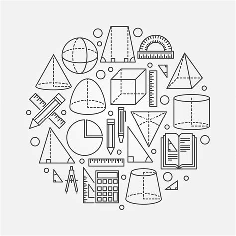 Premium Vector | Trigonometry and geometry vector illustration in thin ...