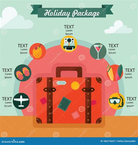 Holiday Package Infographic. Vector Illustration Decorative Design