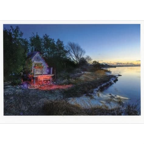 Palm Press Happy Holidays Lights: Cabin on Stilts at Lake Shore Box of ...