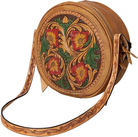 American Darling Canteen Bag Hand Tooled Genuine Leather Western Women