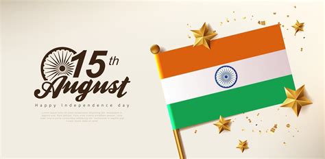 independence day india celebration banner  realistic gold star