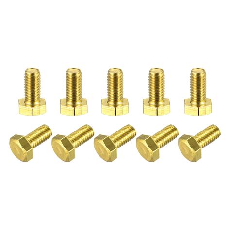 Brass Hex Bolts M6x12mm 10 Pack Fully Thread Grade 4 8 Machine Screws