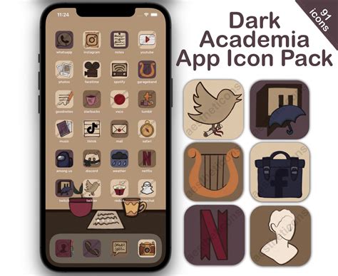 Dark Academia Aesthetic App Icons Ios Ios Iphone Etsy