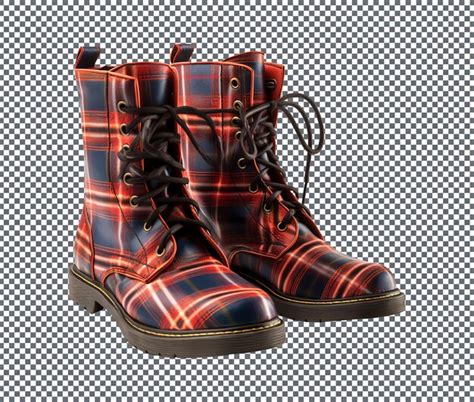 Botas De Tartan Plaid Isoladas Em Fundo Transparente Psd Premium