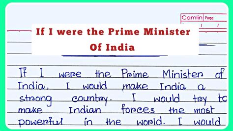 Lines Essay On If I Were The Prime Minister Of India In English