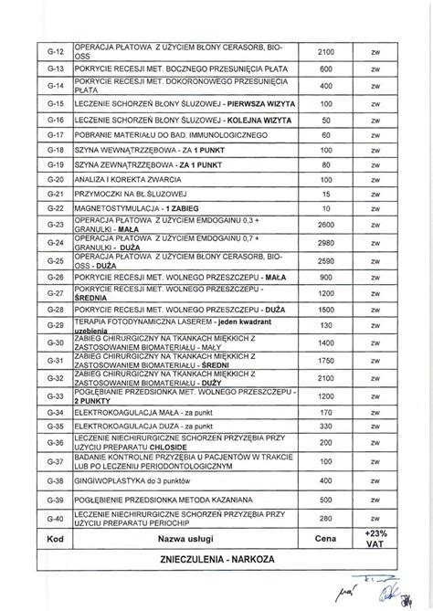 Cennik Op At Za Wiadczenia Zdrowotne Pdf Darmowe Pobieranie