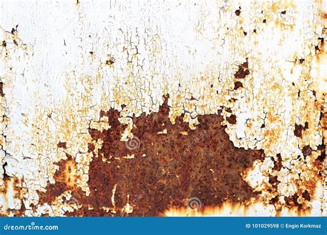 Rusty Metal Texture With Cracked White Paint Stock Photo Image Of