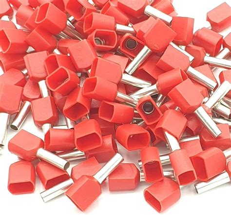 Pcs Mm Red Dual Bootlace Crimp Ferrules Insulated Cord End Terminal