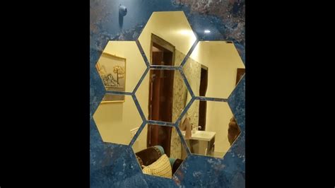 Unboking Bikri Kendra Hexagon Golden Decorative Mirror Sticker