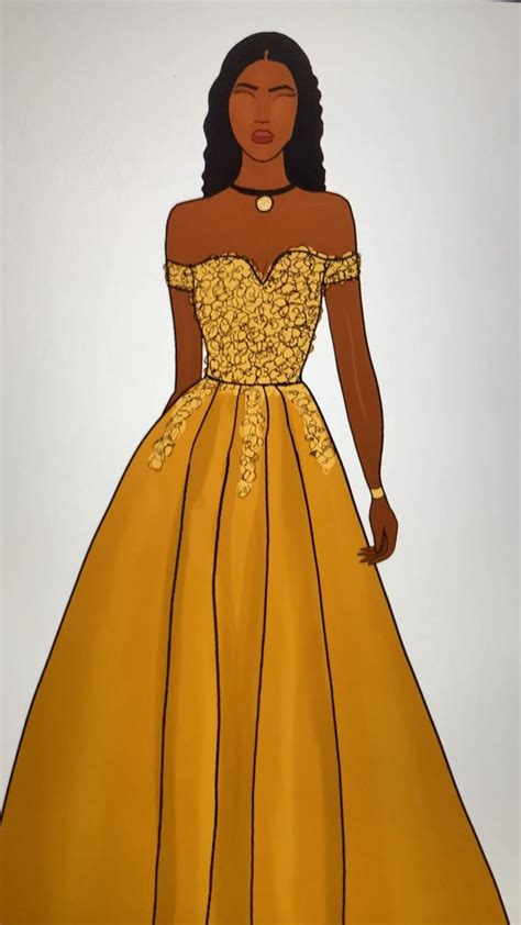 Yellow Dress Illustration 🌻💛 Fashion Sketch Drawing | Fashion illustration dresses, Fashion ...