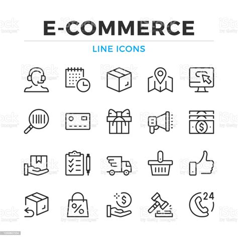 Ecommerce Line Icons Set Ecommerce Online Shopping Modern Outline