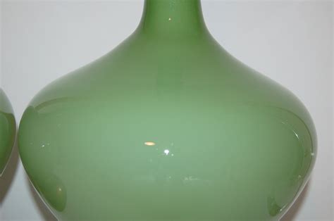 Marbro Lamp Company Handblown Swedish Glass Lamps In Green Swank Lighting