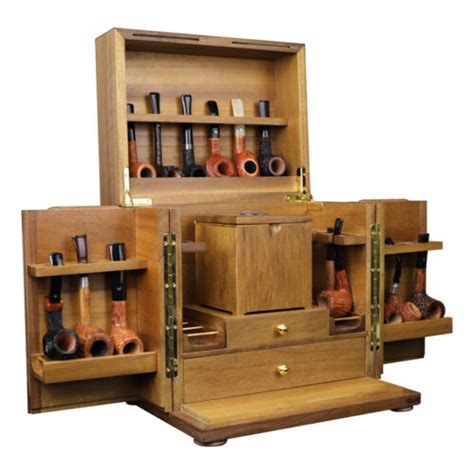 Tobacco Pipe Cabinet For 18 Pipes Display Rack Wooden Box With Humidor T Box Ebay