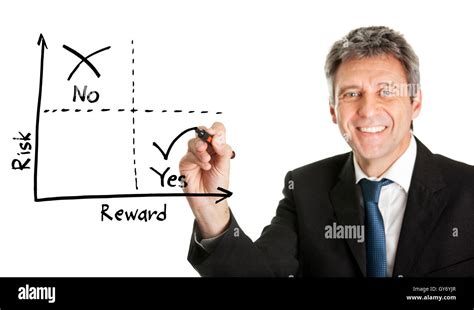 Businessman Drawing A Risk Reward Diagram Stock Photo Alamy