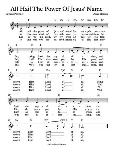 Free Lead Sheet – All Hail The Power Of Jesus’ Name – Michael Kravchuk