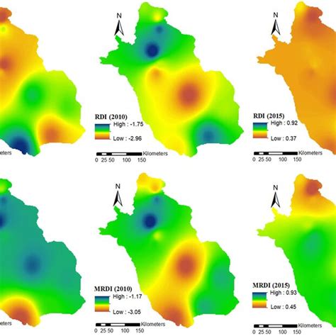 Zoning Map Of Annual Month Rdi And Mrdi Drought Indices In The