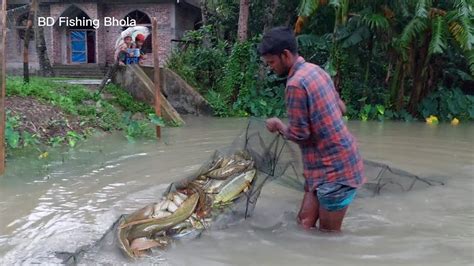 বৃষ্টির মধ্যে বিলে চায়না জাল ভর্তি এত কই শিং মাছ ধরা জীবনে দেখিনি