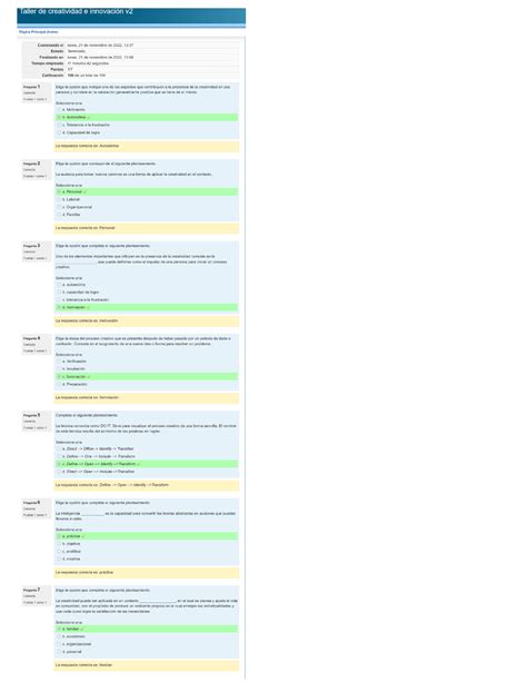 Creatividad Y Proceso Creativo Examen Taller De Creatividad E
