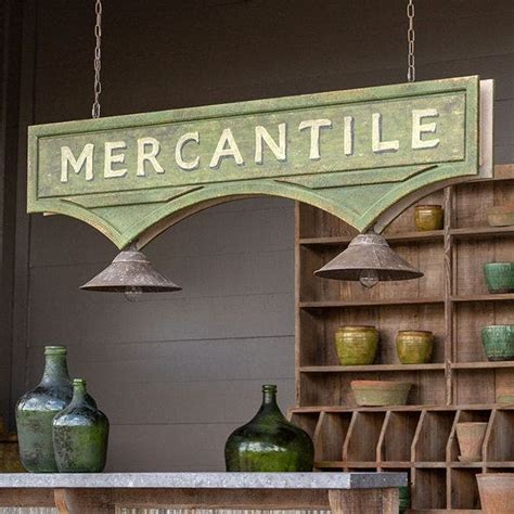 Antiqued Mercantile Sign Light Fixture Antique Farmhouse