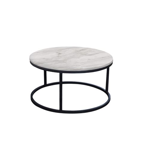 Mix & Match Round Marble Coffee Table with Black Round Metal Base - Crownlivin