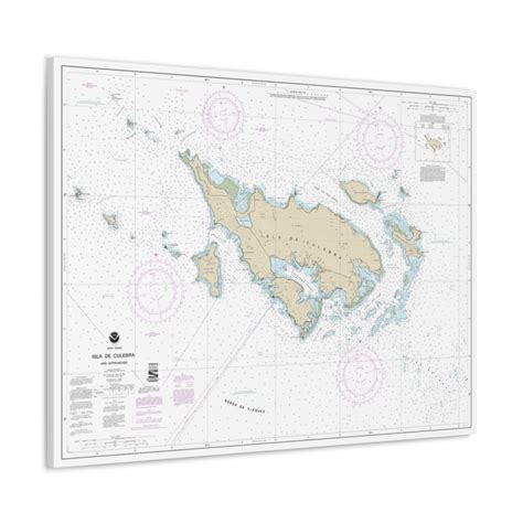 Isla de Culebra and Approaches Nautical Chart 25653 - Canvas Gallery Wrap · Chart Mugs