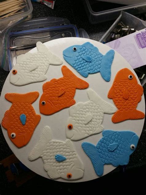 Handmade Edible Fondant Fish Cake Kit Etsy Fondant Fish Fish Cake