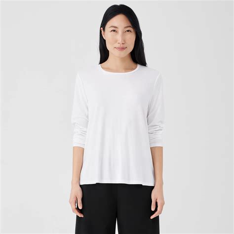 Stretch Jersey Knit Crew Neck Top Eileen Fisher