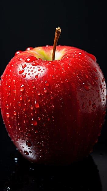 Premium Ai Image A Red Apple With Water Droplets On It