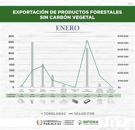 Exportación de productos forestales del mes de enero de 2024