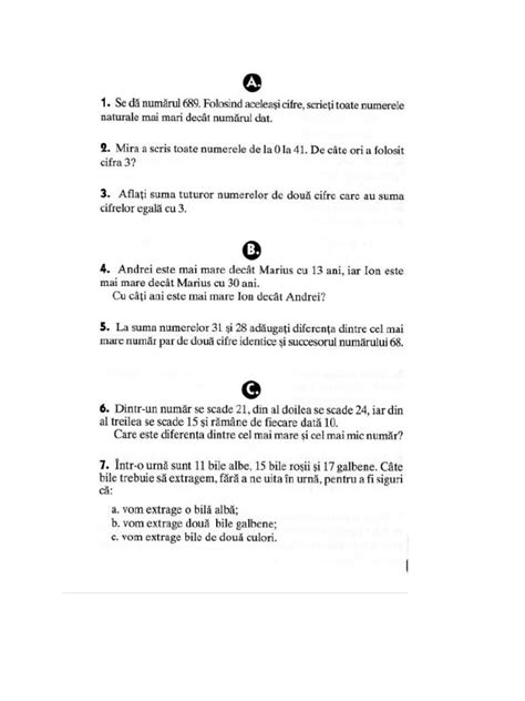 Test Matematica Clasa A 2 A Pdf