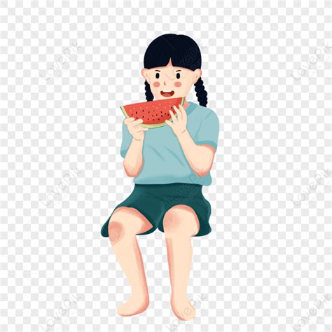 Girl Sitting With Eating Melon Png Hd Transparent Image And Clipart