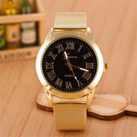 Men Watch Roman Numerals Quartz Watch Gold Stainless Steel Wrist Watch Luxury Watches For Men