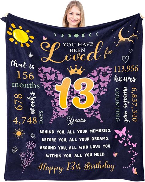 Zvzmzy Happy 13th Birthday Ts For Girls Throw Blanket 60