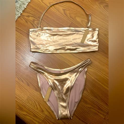 Skims Swim Skims Metallic Swim Rose Gold Bikini Poshmark