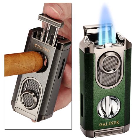 GALINER Metal Lighter Windproof Butane Gas Torch Cigar Lighter With V