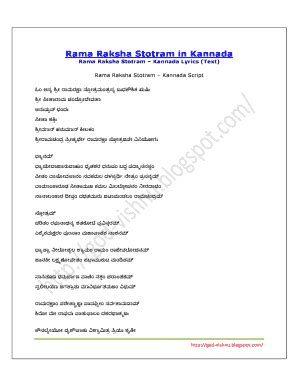 Rama Raksha Stotram Lyrics In Kannada - Fill Online, Printable ...