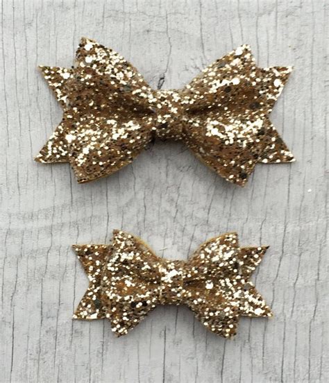 Gold Glitter Hair Bow Glitter Bow Sparkly Bow Toddler