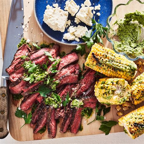 Grilled Flank Steak And Corn With Green Goddess Butter Recipe Eatingwell