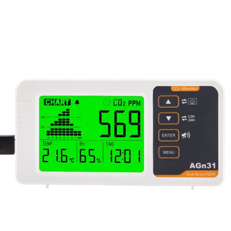 Desktop Co Data Logger Monitor Dual Beam Ndir Sensor For Library