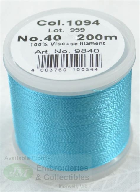 Madeira Rayon 40 1094 Turquoise 200m Machine Embroidery Thread